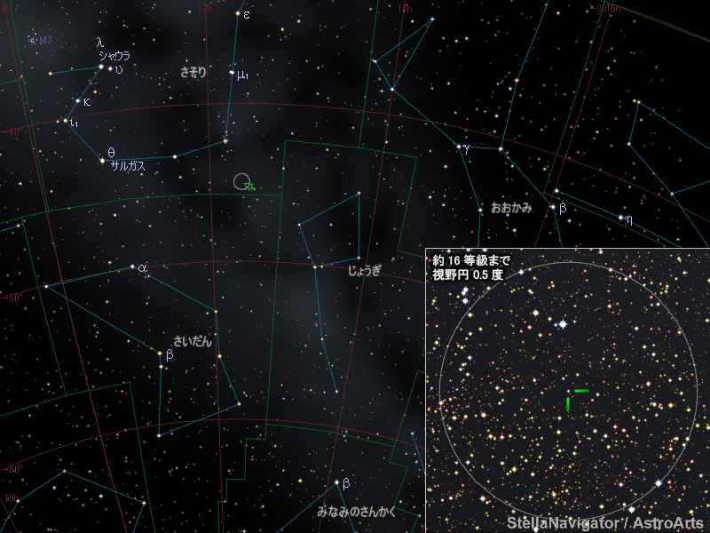 さそり座の新星の位置 さそり座の新星の位置
