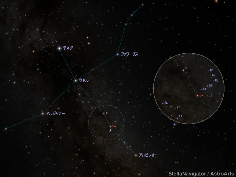 はくちょう座χ周辺の星図 はくちょう座χ周辺の星図