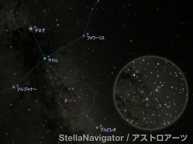 はくちょう座χ周辺の星図