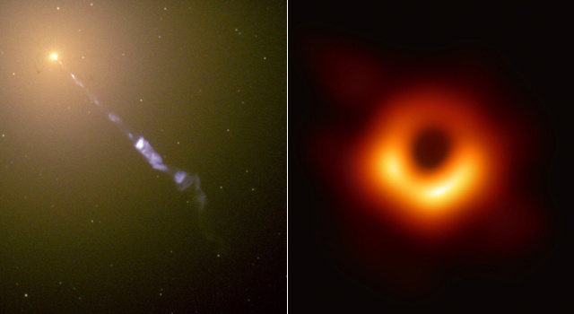 M87から噴出するジェットと、ブラックホールシャドウ M87から噴出するジェットと、ブラックホールシャドウ