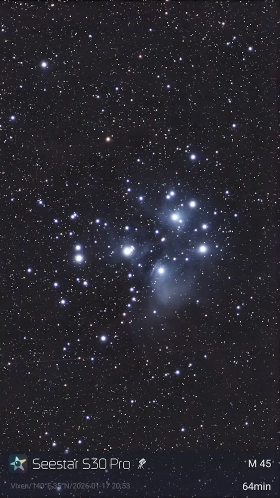 作例「M45(プレアデス星団、すばる)」 作例「M45(プレアデス星団、すばる)」