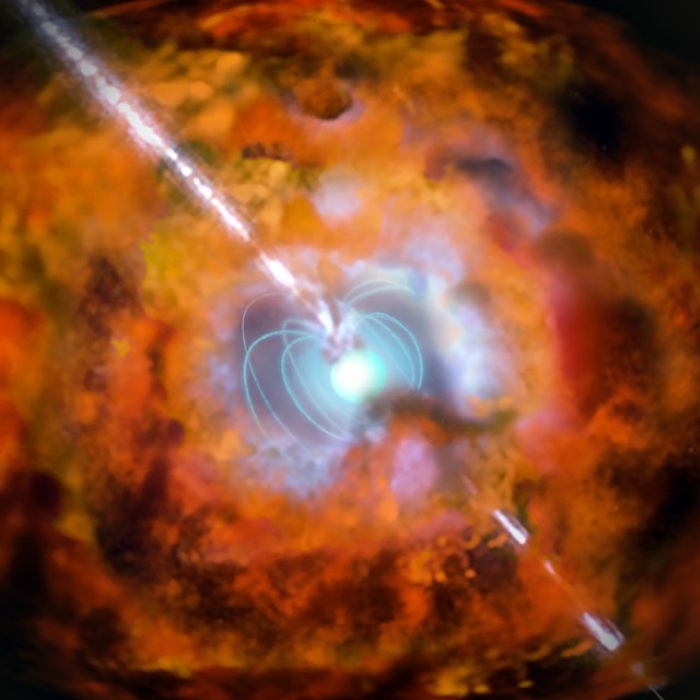 高速自転する中性子星の想像図
