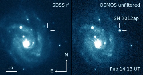 超新星2012apと母銀河NGC 1729