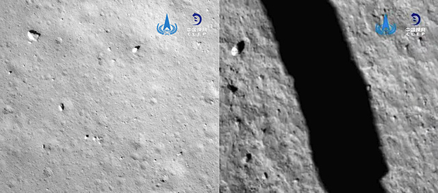 着陸船に搭載されたカメラが撮影した月面