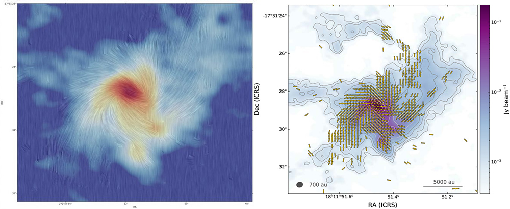 大質量星形成領域IRAS 18089-1732の磁場の広がり