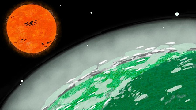 水素大気と海を持つ系外惑星の想像図