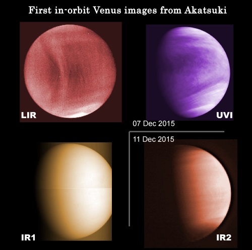 4つのカメラによる金星擬似カラー画像