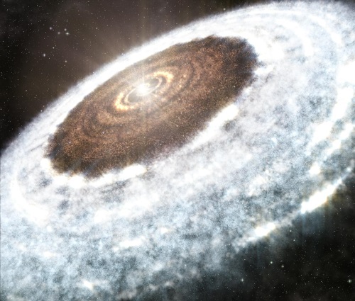 オリオン座V883星を取り囲むスノーラインの想像図