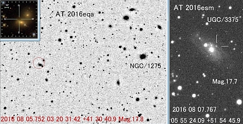 （左）ペルセウス座の超新星、（右）ぎょしゃ座の超新星