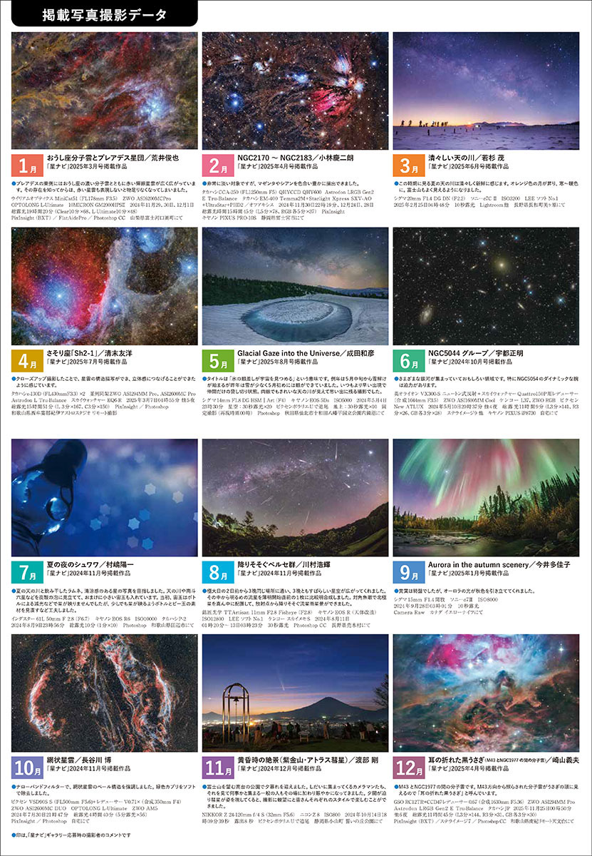 星空こよみ カレンダー 付録掲載写真 星空こよみ カレンダー 付録掲載写真