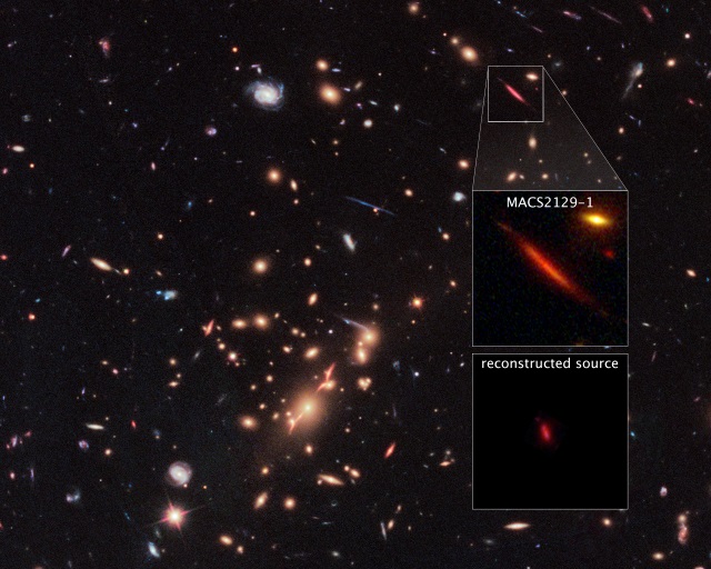 銀河団「MACS J2129-0741」と銀河「MACS 2129-1」