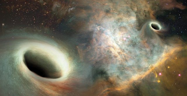 超大質量ブラックホールのペアの想像図