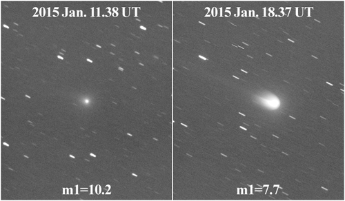 バースト前と後のフィンレー彗星