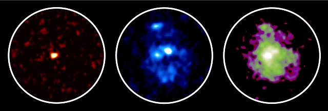 アルマ望遠鏡とハッブル宇宙望遠鏡でとらえた110億光年彼方の銀河