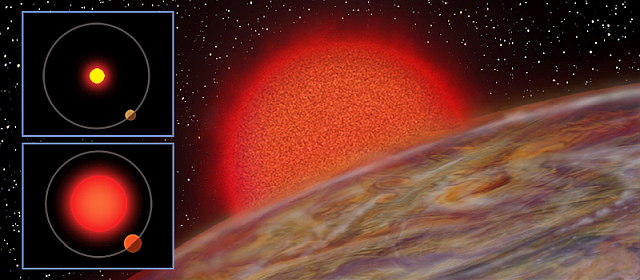 ホットジュピター「K2-132 b」とと赤色巨星「K2-132」の想像図