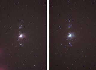 （オリオン大星雲の写真：D70とFinePix S2 Proによる写真の比較）