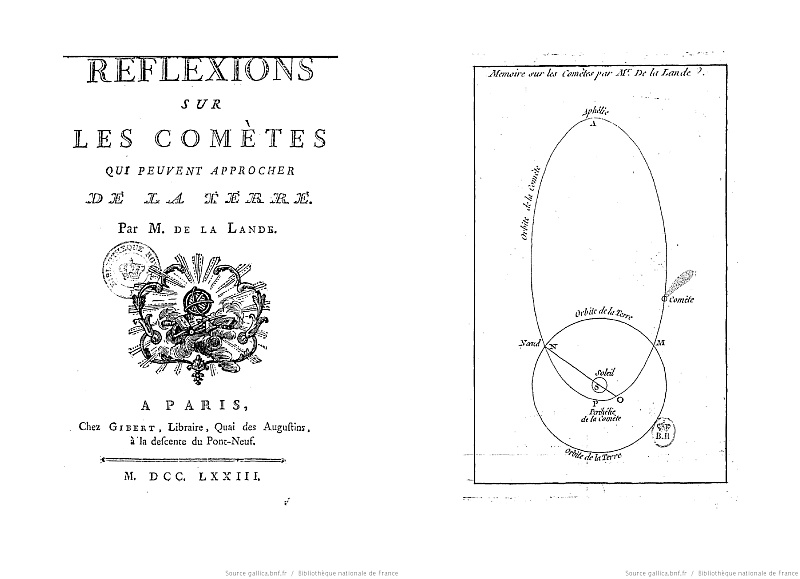 ラランド『地球に接近しうる彗星に関する考察』（1773年）