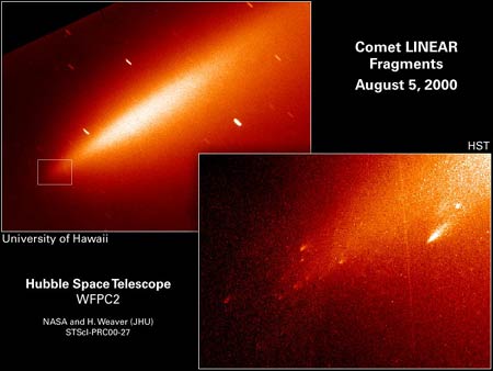 HSTがとらえた四散したリニア彗星の核