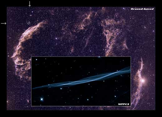 HSTが撮像した網状星雲の一部
