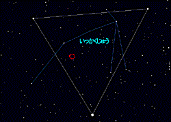 （新星 V838 Mon の位置を示した星図）