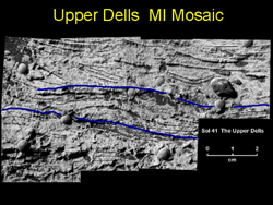 （「Upper Dells」と名づけられた岩石。水の流れの痕跡を残している）