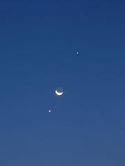 （白石直己氏撮影の月と金星、木星の写真）