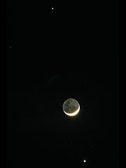 （福田幸司氏撮影の月と金星、木星の写真）