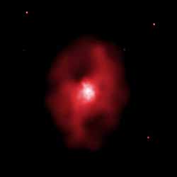 （MS 0735.6+7421銀河団のガスから放射されるX線の画像）