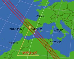 （金環日食帯の地図）