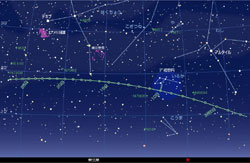 （3月5日から25日にかけての星空におけるポイマンスキー彗星の移動経路）