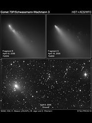 ハッブル宇宙望遠鏡によるシュヴァスマン・ヴァハマン第3彗星の画像