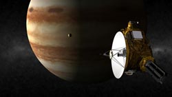 木星の横を通り抜けるニューホライズンズの想像図