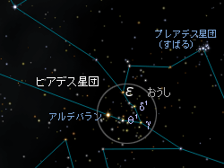 （ε Tau周辺の星図）