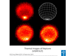 温度分布を表す海王星の赤外線画像