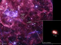 （超新星残骸「とも座A」と中性子星「RX J0822-4300」の画像）