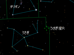 （うさぎ座R周辺の星図）