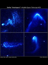 （HSTの観測で発見された高速で移動する星の画像）