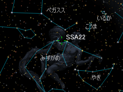 （SSA22 の位置を示した星図）