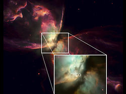HSTがとらえたバグ星雲と中心星周辺のクローズアップ画像