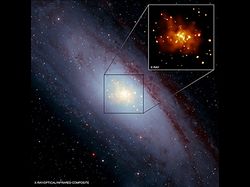 （X線と赤外線、可視光線のデータを重ね合わせた、アンドロメダ座大銀河の画像）