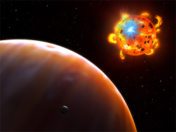 赤色矮星で発生するフレアの想像図