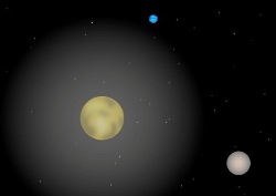（冥王星の大気が広がっているイメージ図）
