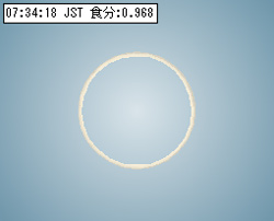 （「エクリプスナビゲータ」でシミュレーションした2012年金環日食の画像）
