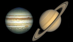 （現在の木星と土星の画像）