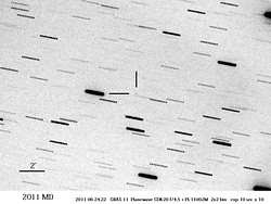 米・ニューメキシコ州で撮影された発見直後の小惑星2011 MD