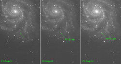 超新星2011feの発見前日から3日間の様子