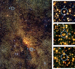 今回発見された3つのケフェイド変光星の近赤外画像