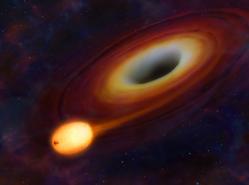 ブラックホールに恒星が引き裂かれている想像図