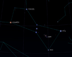 オリオン座大星雲の位置