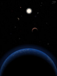 くじら座τ惑星系の想像図